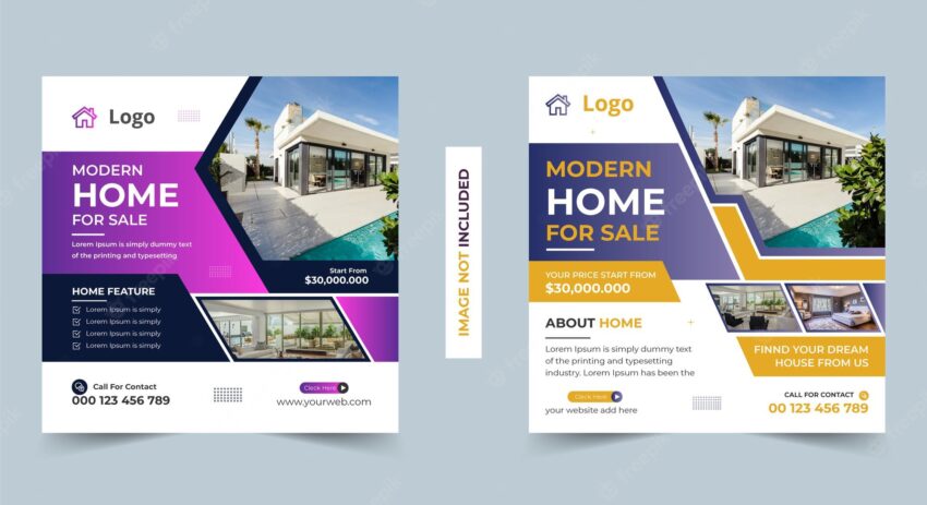 Real estate home for sale social media post template