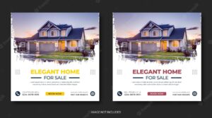Real estate house instagram post or social media banner template