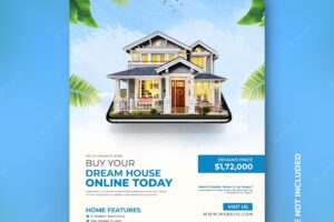 Real estate house properties sell poster promotion social media post template