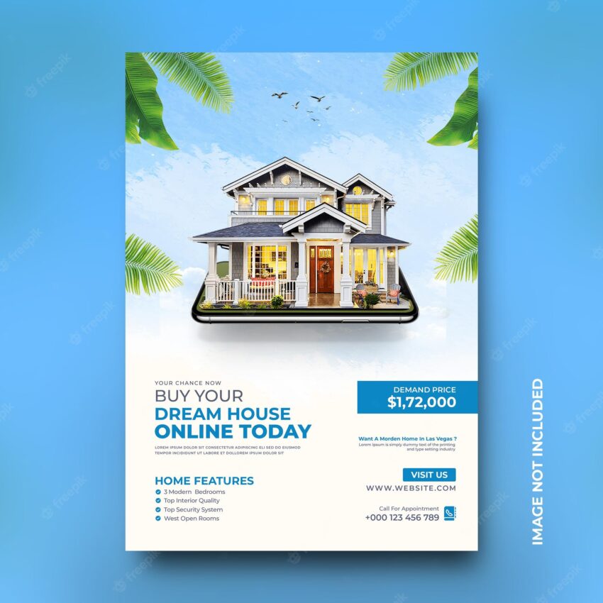 Real estate house properties sell poster promotion social media post template
