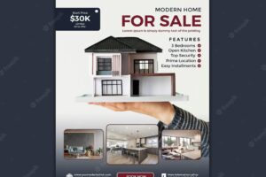 Real estate house property flyer or modern home for sale promo template 1