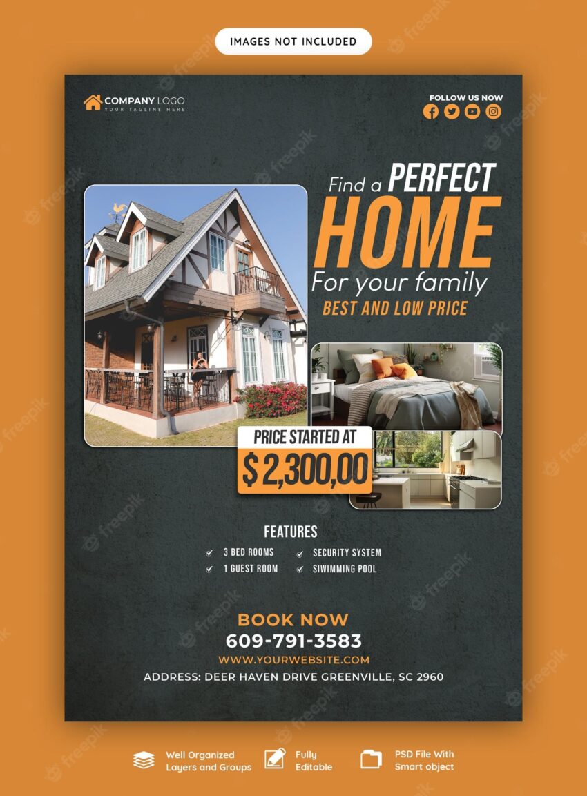 Real estate house property flyer poster template