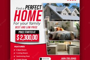 Real estate house property instagram post or social media banner template