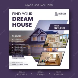 Real estate house property social media instagram post or web banner template