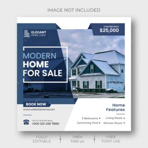 Real estate house property social media instagram post or web banner template