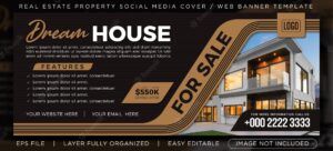 Real estate house social media cover or web banner template