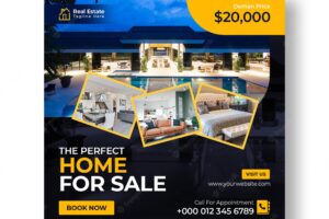 Real estate house social media instagram post or web banner template