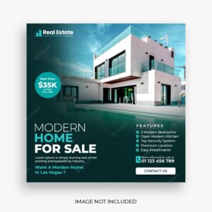 Real estate house social media post or square banner template