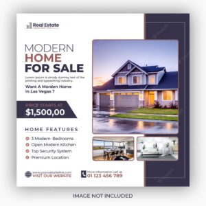 Real estate house social media post or square flyer template