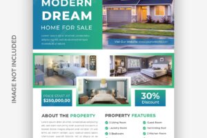 Real estate modern home sale flyer or real estate agency flyer template design