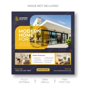 Real estate social media instagram post and banner template