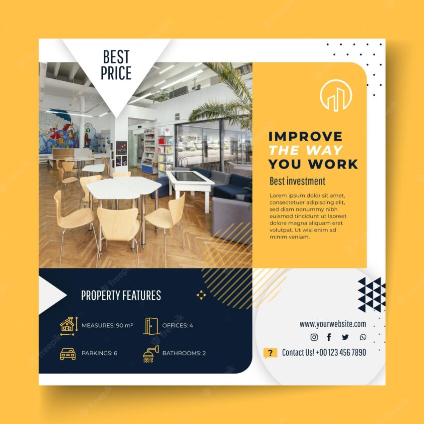 Real estate square flyer template