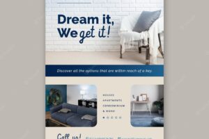 Real estate vertical poster template