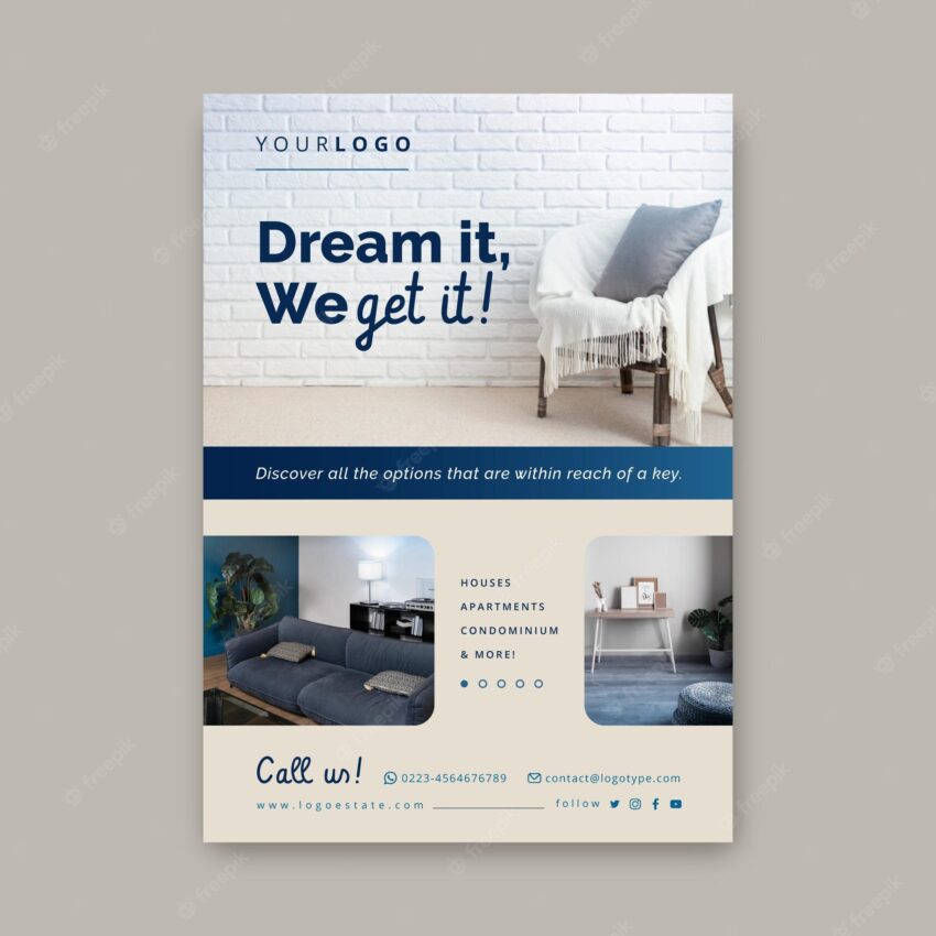 Real estate vertical poster template