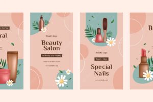 Realistic beauty salon instagram stories set