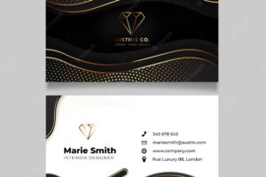 Realistic golden luxury horizontal business card template