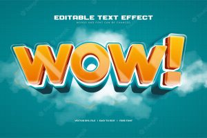Realistic wow 3d bold text effect