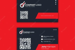 Red and black business card