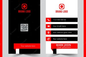 Red and black vertical business card