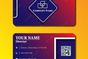 Red and blue gradient business card premium design