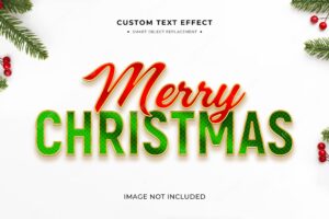 Red and green christmas 3d text style effect