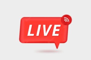 Red symbols and buttons of live streaming