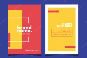 Red and yellow visit business card