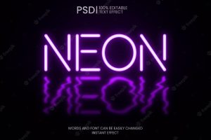 Reflected neon text effect