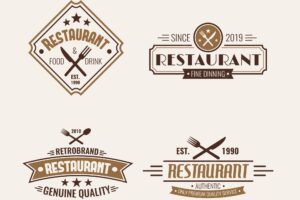 Restaurant retro logo template collection