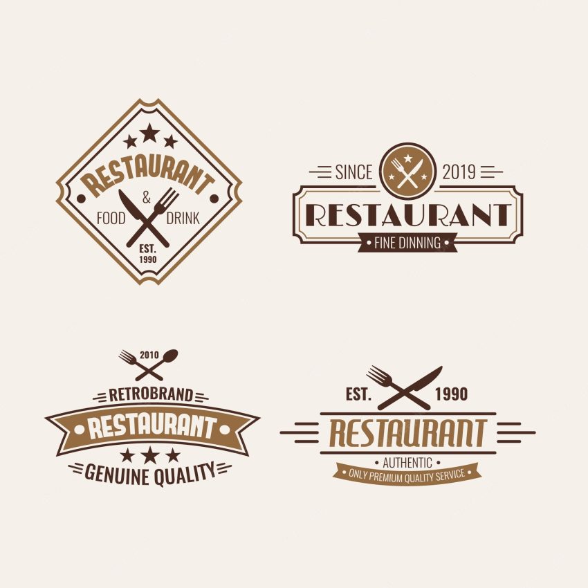 Restaurant retro logo template collection