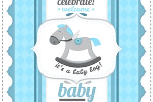 Retro baby shower card for a boy