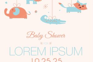 Retro baby shower invitation card in vector