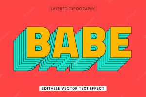 Retro layered word editable vector text effect template