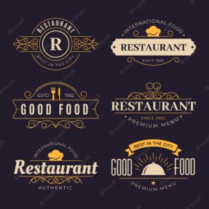 Retro restaurant logo with golden design