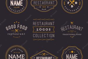 Retro restaurant logos collection