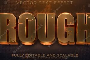 Rough rusty text effect, editable metal and bronze text style