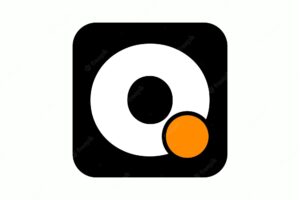 Round q design q brand logo with orange dot q company monogram