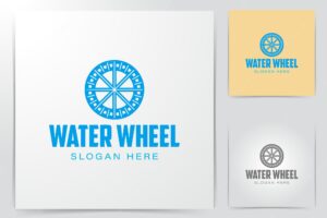 Round water wheel, turbine logo ideas. inspiration logo design. template vector illustration. isolated on white background