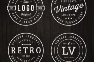 Rounded vintage logos set