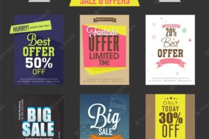 Sale and discount offers templates, banners or flyers design collection