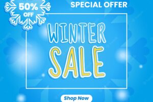 Sale promtion design for winter. simple and minimal design with frame and text. for poster, banner