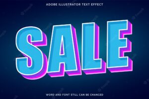 Sale style text effect with blue and purple color