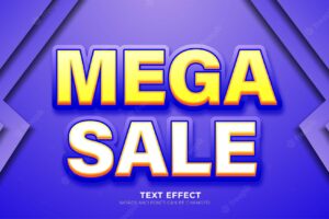Sale text effect on blue background