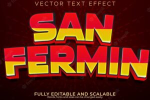 San fermin text effect editable spain red and yellow text style