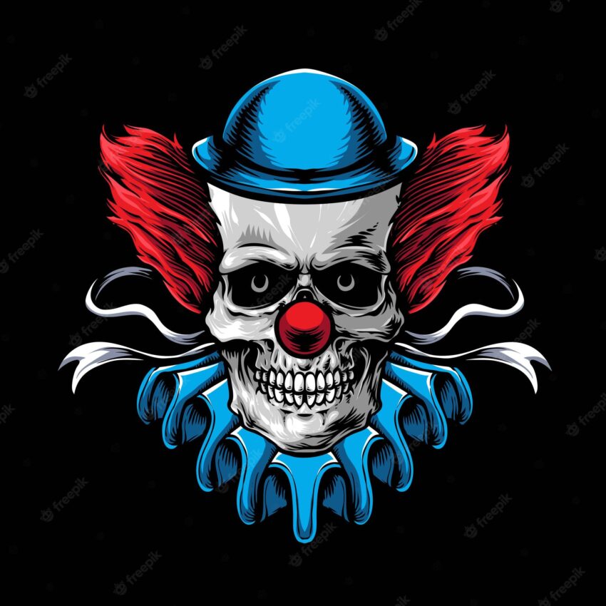 Scary skull clown vector logo