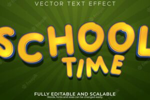 School time text effect editable kids and cartoon text style