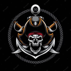Screaming skull pirate  illustration