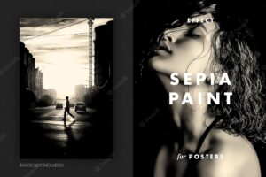 Sepia paint photo effect for posters
