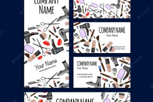 Set of business cards and flyers with cosmetics cartoon style vector illustration