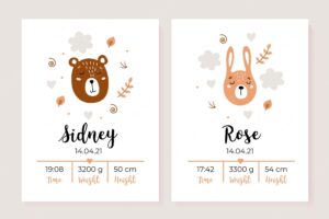 A set of childrens posters height weight date of birth